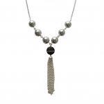 Tassel Necklace With Swarovski Gray Pearls And..