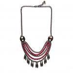 Boho Chic Bronze Feather And Red Coral Statement..