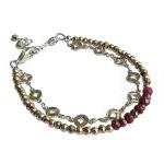 Authentic Handcut Ruby And Pyrite Silver Plated..