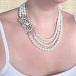 Bridal Collar Necklace Ivory/off White Pearls With..