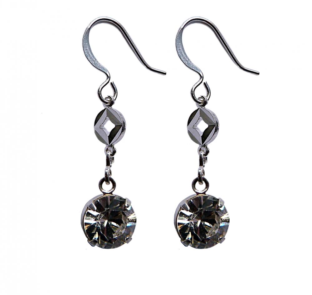 Swarovski Crystal And Silver Dangle Earrings